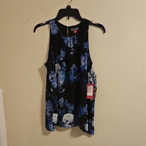 Vince Camuto Tops - Vince Camuto Black and Blue Floral Dressy Tank Top. NWT